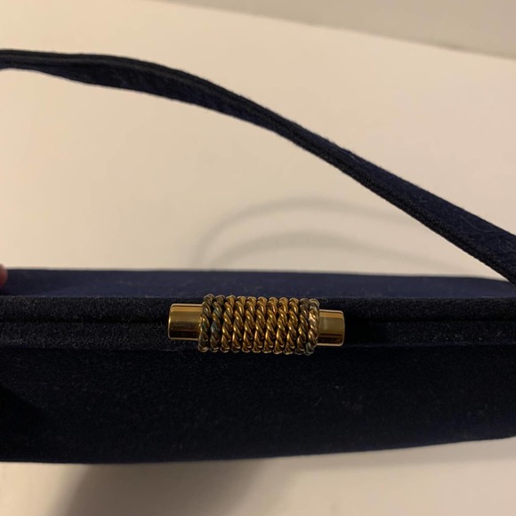 MALAMA Vintage 1940's Felted Wool Handbag/Purse Dark Midnight Blue - Picture 5 of 11